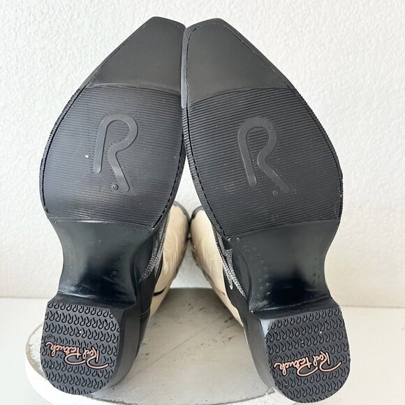 Rod Patrick Womens Cowboy Boots 8C Black Ivory Western Cowgirl Tall Pointed Toe - Picture 10 of 14